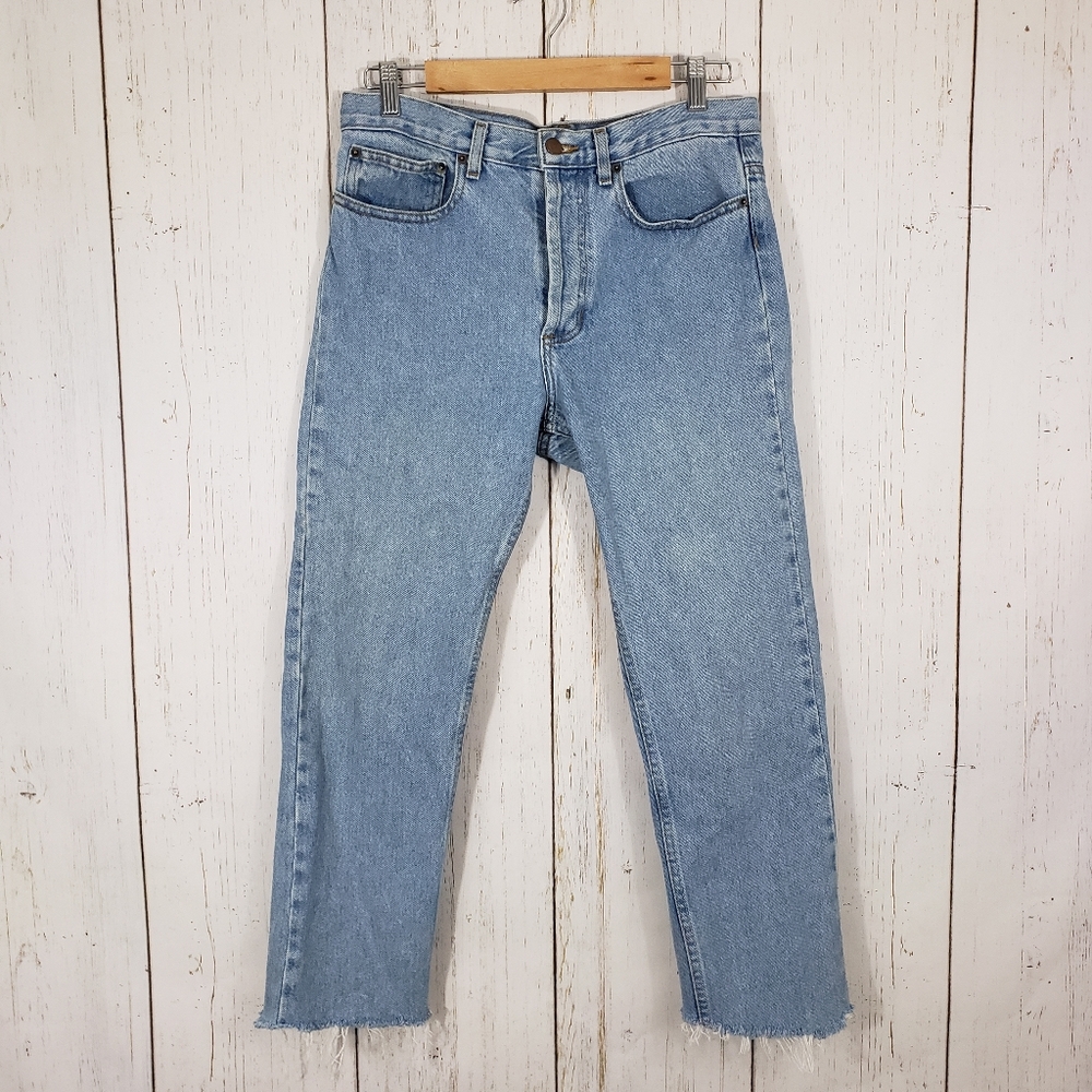 American Apparel High Rise Light Frayed Jeans 28
